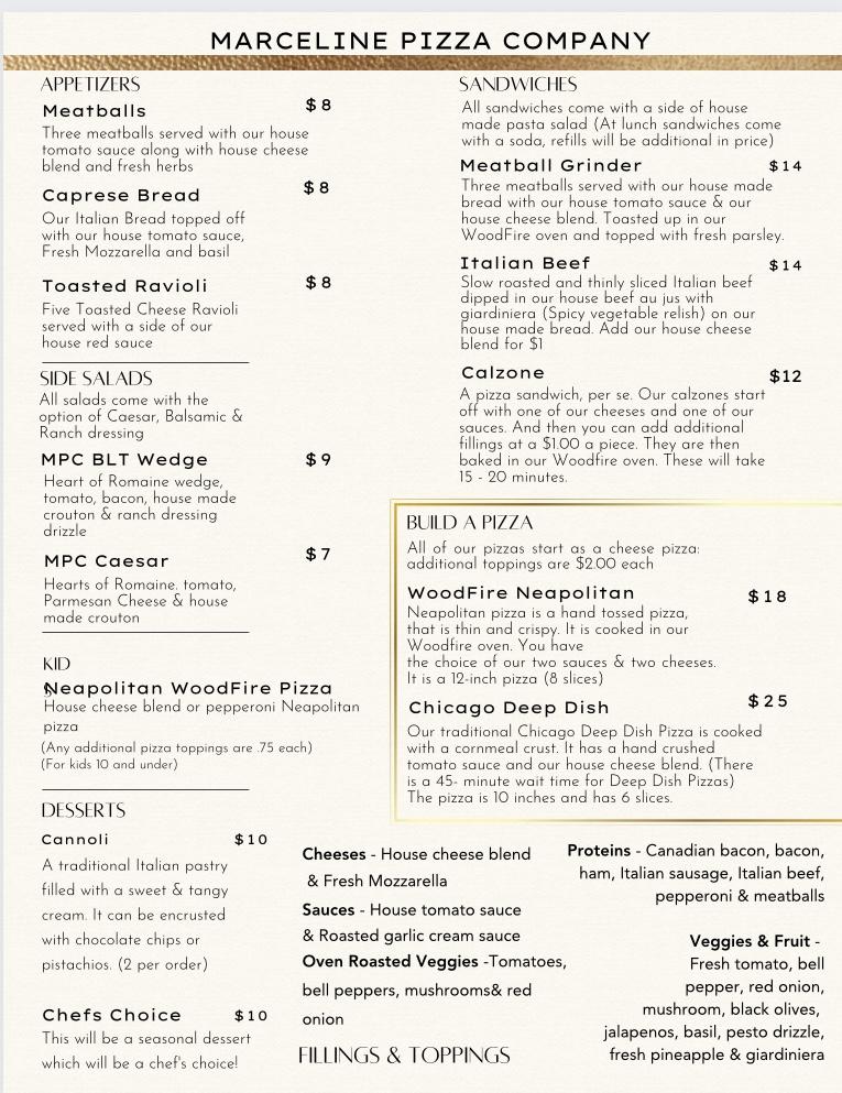 Marceline Pizza Company Menu image 1